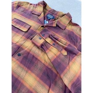 PENDLETON Board Shirt Men's Size XL Rusty Brown Ombre Stripe Button Up Fitted‎
